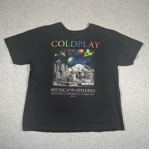 Coldplay Shirt 2XL Small Black Music Of The Spheres 2023 Tour Live Band Graphic